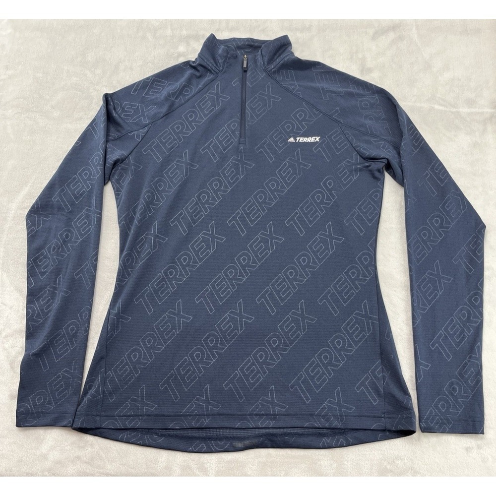 Adidas Terrex Tracerrocker 1/2 Zip Jersey Women Large Navy AEROKNIT Stretch Run